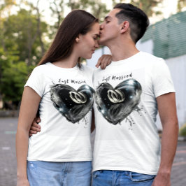 Honeymoon Bröllop Ringar Inside Hjärtformade T Shirt