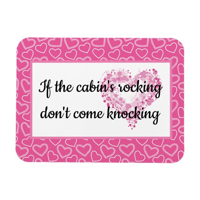 Honeymoon Cabin Rosa Hearts Cruise Funny Cabin Magnet (Horisontell)