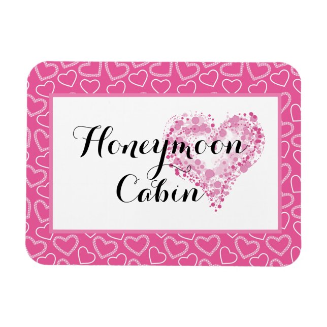 Honeymoon Cabin Rosa Hearts Cruise Ny gifta Magnet (Horisontell)