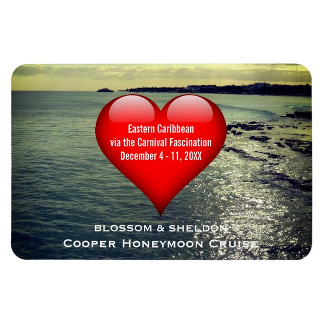 Honeymoon Cruise Cabin Door Marker Heart Ocean Magnet (Horisontell)