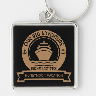 Honeymoon Cruise Fyrkantig Silverfärgad Nyckelring