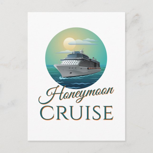 Honeymoon Cruise Newlyged Ny gifta Par Vykort (Framsida)