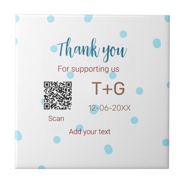 Honeymoon-fond Lägg till Q R-kod par namn bröllop Kakelplatta (Framsidan)