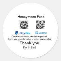 Honeymoon fond PayPal Venmo QR-kod tack
