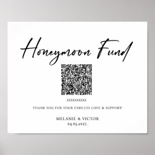 Honeymoon-fond QR Code Bröllop-Poster Poster