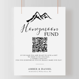 Honeymoon-fonden i Svarta vita berget Bröllop Poster