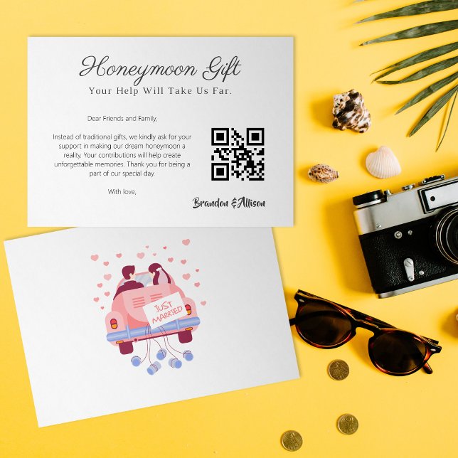 Honeymoon Fund Bröllop Registry Gift Qr Code Inbjudningar (Honeymoon Fund Wedding Registry Gift Qr Code Invitation)