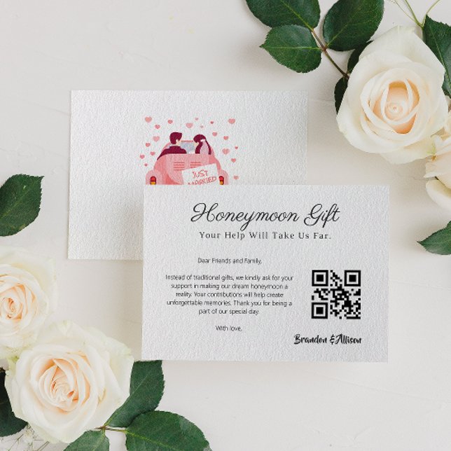 Honeymoon Fund Bröllop Registry Gift Qr Code Tilläggskort (Honeymoon Fund Wedding Registry Gift Qr Code Enclosure Card)