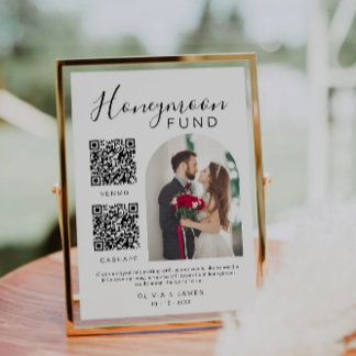Honeymoon Fund Bröllop Sign QR-koden Venmo & Penga Inbjudningar