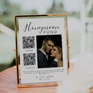 Honeymoon Fund Bröllop undertecknar Photo QR-kod Inbjudningar