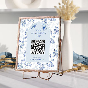 Honeymoon Fund Chinoiserie Vintage bröllop Sign Poster