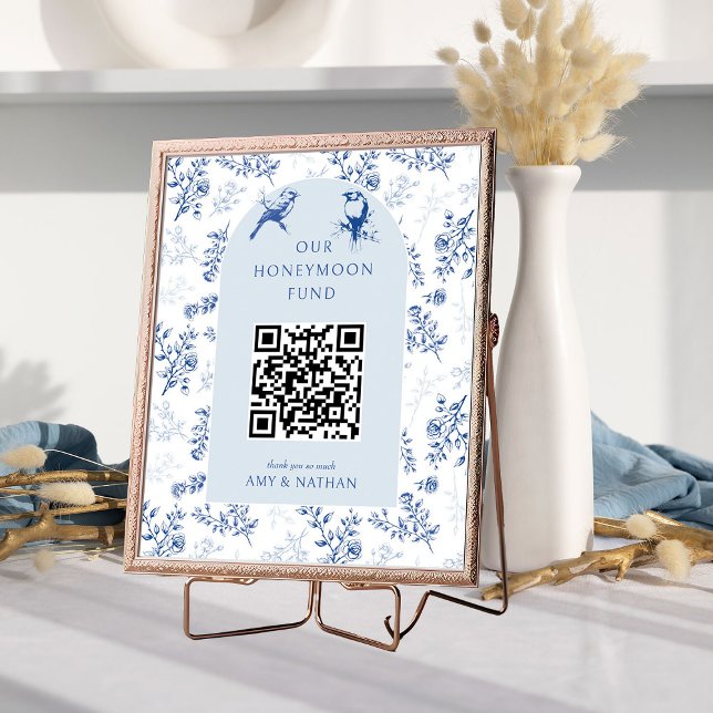 Honeymoon Fund Chinoiserie Vintage bröllop Sign Poster (Honeymoon Fund wedding sign from the Chinoiserie Wedding Collection by Darling & May)