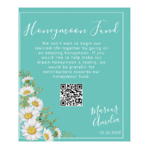 Honeymoon Fund Light Teal & White Daisys
