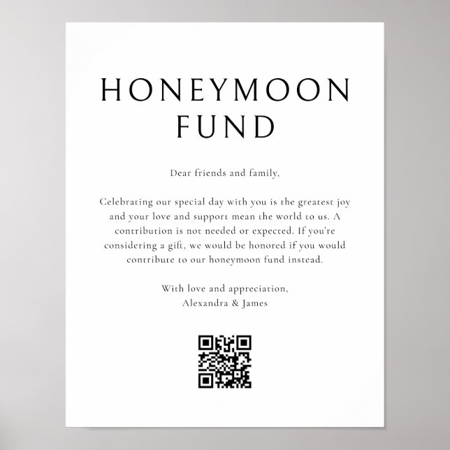 Honeymoon Fund Minimal Black White Wishing well Poster (Framsidan)