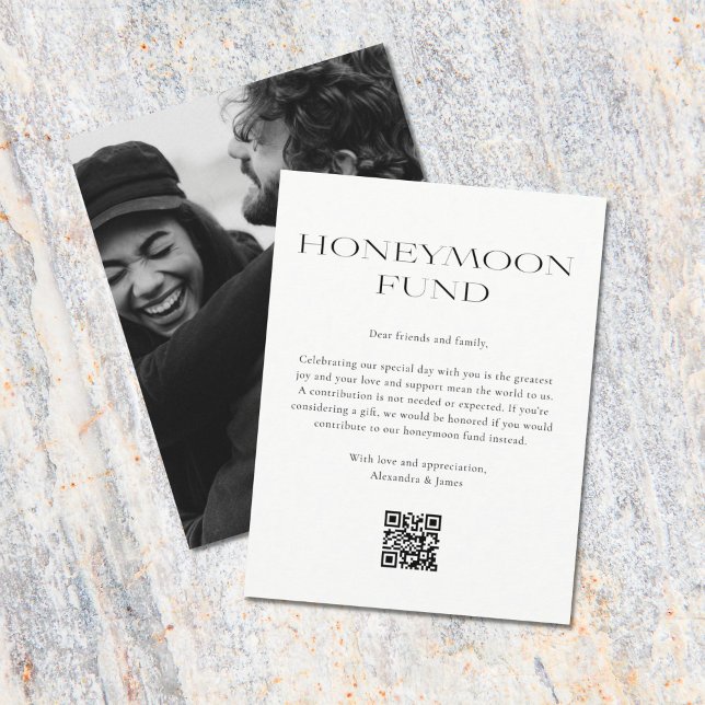 Honeymoon Fund Minimal Black White Wishing well Tilläggskort (Skapare uppladdad)