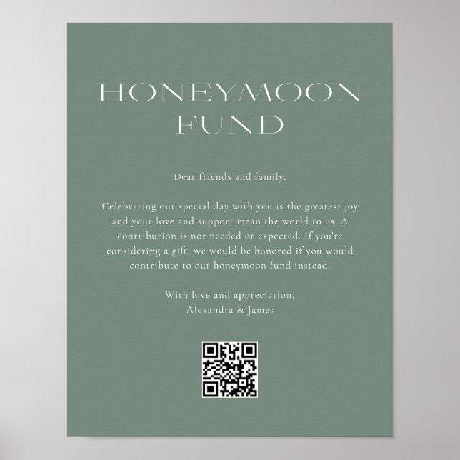 Honeymoon Fund Minimal Mörk Sage Wishing-brunn Poster (Framsidan)
