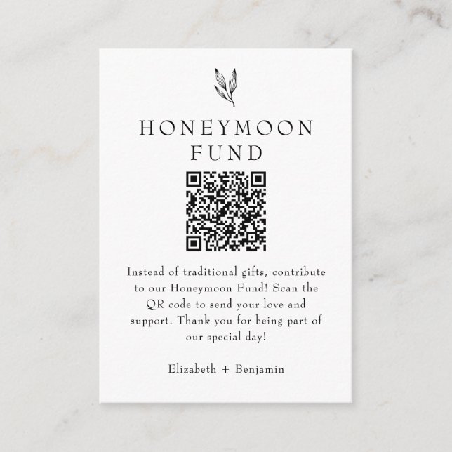 Honeymoon Fund Minimalist Botanical Wedding  Tilläggskort (Framsida)