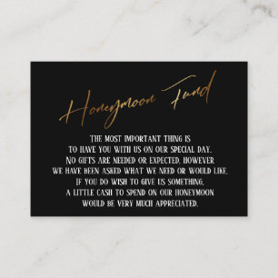 Honeymoon Fund Modern Guld Handwrite Bröllop Tilläggskort