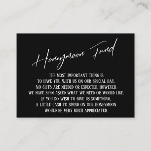 Honeymoon Fund Modern Handwrite Black & White Tilläggskort