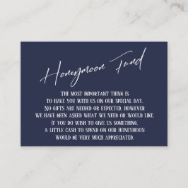Honeymoon Fund Modern Handwrite Navy Blue Tilläggskort