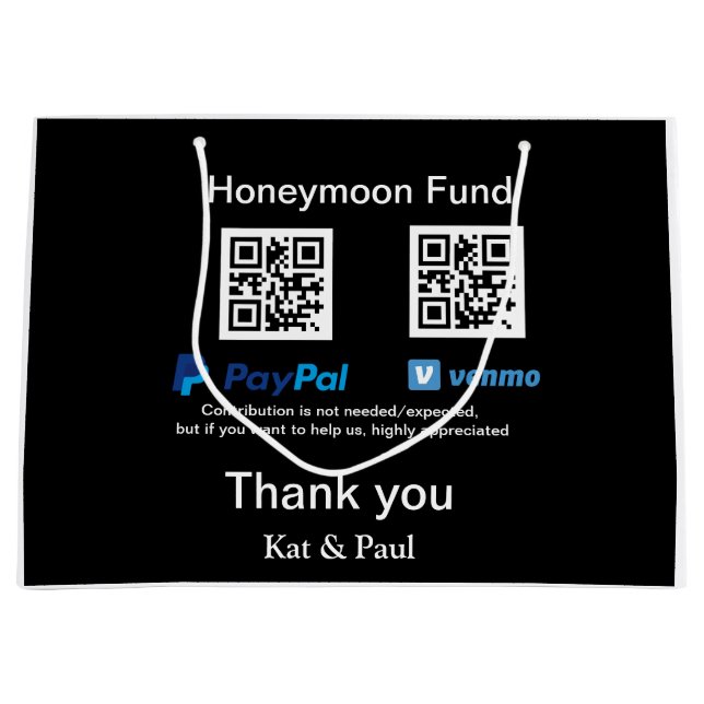 Honeymoon Fund PayPal Venmo QR-kod - tack (Framsidan)