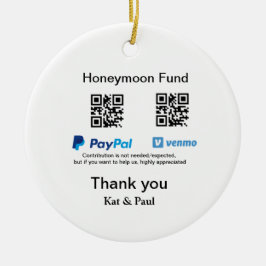 Honeymoon Fund PayPal Venmo QR-kod - tack Julgransprydnad Keramik