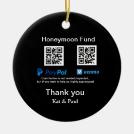 Honeymoon Fund PayPal Venmo QR-kod - tack Julgransprydnad Keramik