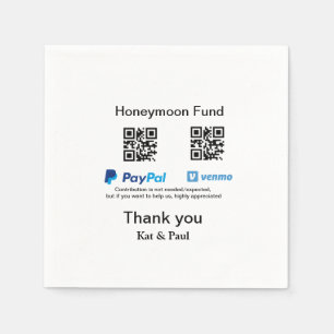 Honeymoon Fund PayPal Venmo QR-kod - tack Pappersservett