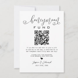 Honeymoon Fund Qr Code Black Chic Modern Minimal