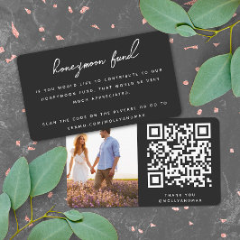 Honeymoon Fund QR Code Bröllop Registry Black Tilläggskort