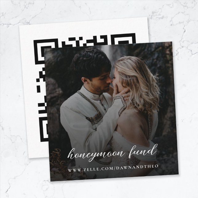 Honeymoon Fund QR Code Digital Gift Bröllop Photo Tilläggskort (Skapare uppladdad)