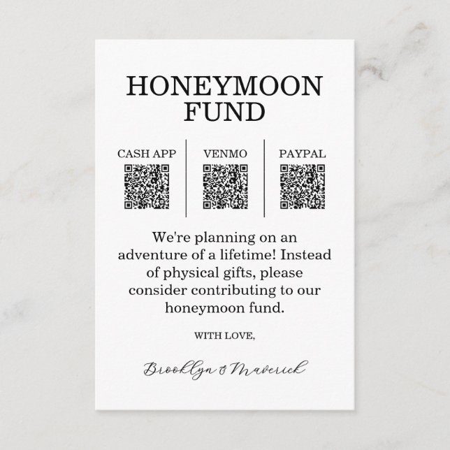 Honeymoon Fund QR Code Enclosure Card Tilläggskort (Framsida)