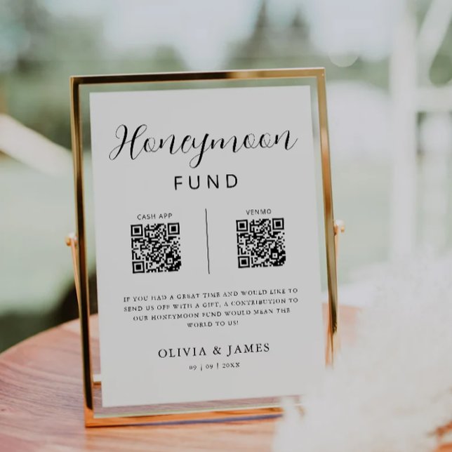Honeymoon Fund QR Code Minimalist, Bröllop Inbjudningar (Honeymoon Fund QR Code Minimalist, Wedding Invitation)