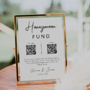 Honeymoon Fund QR Code Minimalist, Bröllop Inbjudningar