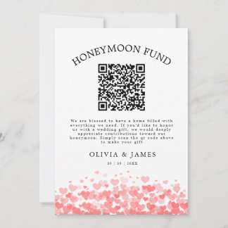 Honeymoon Fund QR Code Sign, Wedding Honeymoon Inbjudningar