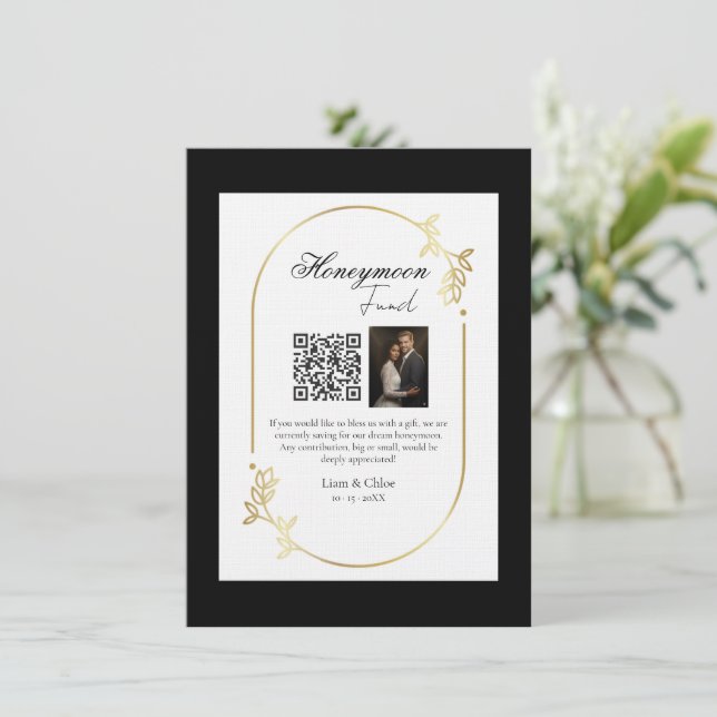 Honeymoon Fund QR Code Sign Wedding Honeymoon Inbjudningar (Stående Fram)