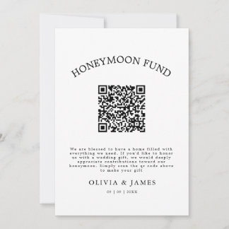 Honeymoon Fund QR Code Sign, Wedding Honeymoon Inbjudningar