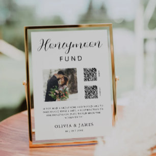 Honeymoon Fund QR-kod och Photo Bröllop Inbjudningar