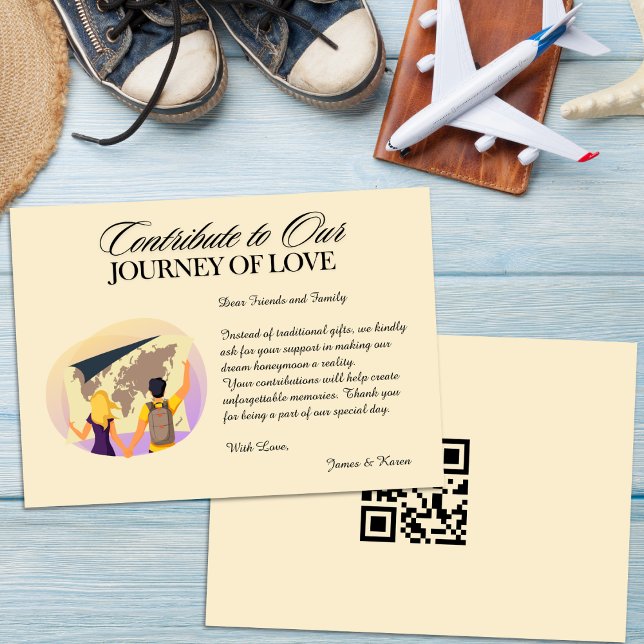 Honeymoon Fund Registry Qr Code Bröllop Gift Inbjudningar (Honeymoon Fund Registry Qr Code Wedding Gift Invitation)