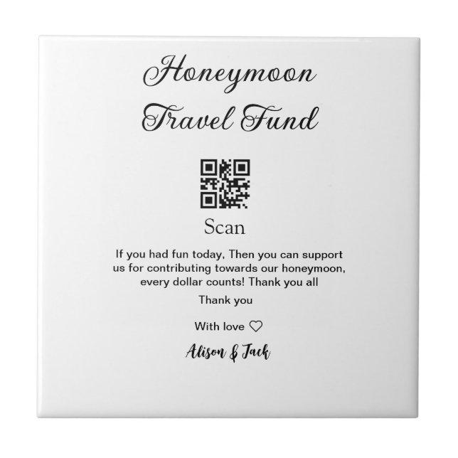 Honeymoon fund scan QR codeadd name  Kakelplatta (Framsidan)