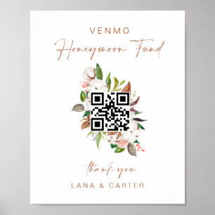 Honeymoon Fund Sign Bröllop Pengarar Gift Bord G40 Poster