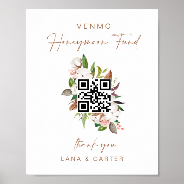 Honeymoon Fund Sign Bröllop Pengarar Gift Bord G40 Poster (Framsidan)