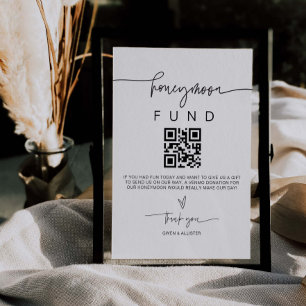 Honeymoon Fund Sign Bröllop Pengarar Gift Bord G40 Poster