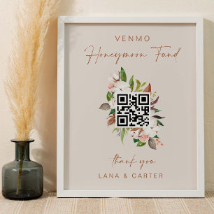 Honeymoon Fund Sign Bröllop Pengarar Gift Bord G40 Poster