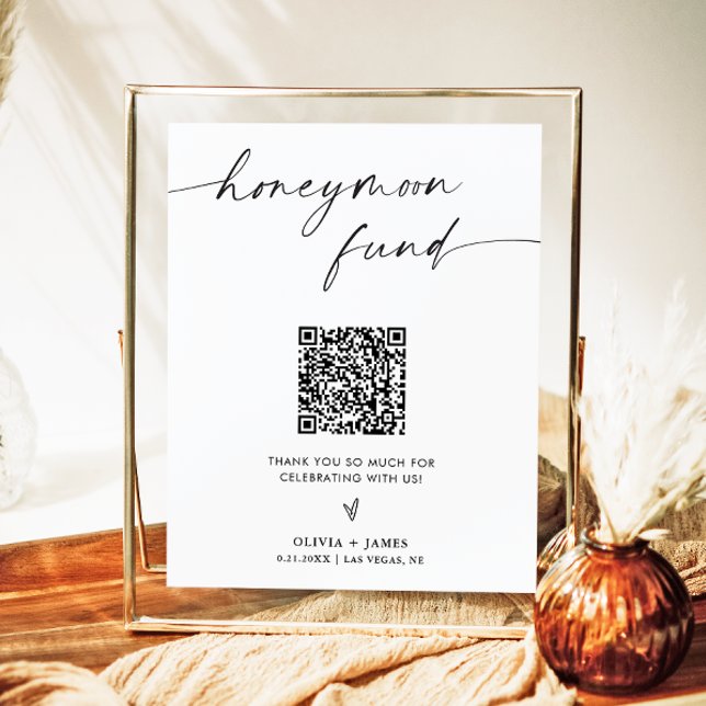 Honeymoon Fund Sign, Honeymoon QR Code Fund Sign Poster (Skapare uppladdad)