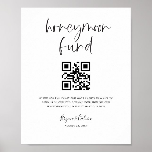 Honeymoon Fund Sign Pengarar Gift Donation Scan Po Poster (Framsidan)