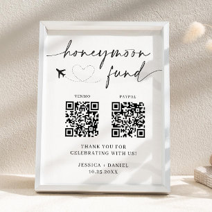 Honeymoon Fund Sign QR-kod - bröllopsmottagning Poster