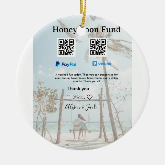 Honeymoon fund venomo paypal donation Q R couple Julgransprydnad Keramik (Framsidan)