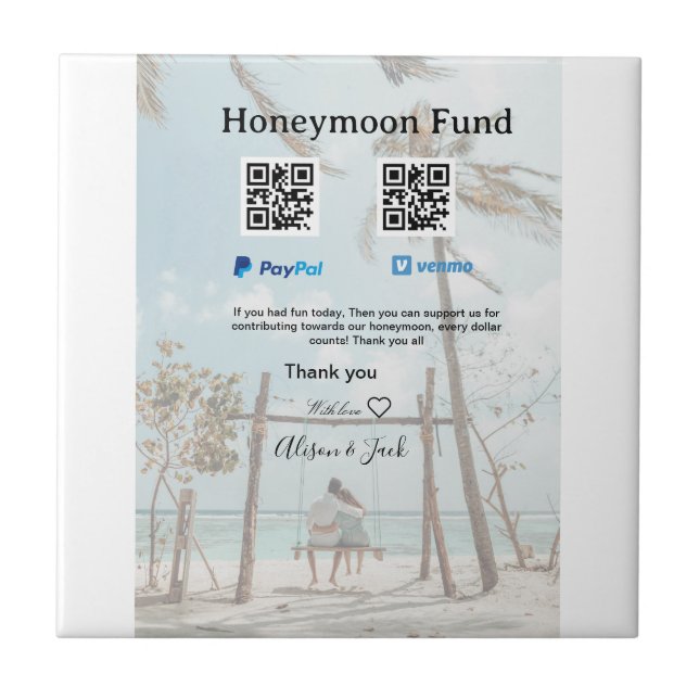 Honeymoon fund venomo paypal donation Q R couple Kakelplatta (Framsidan)
