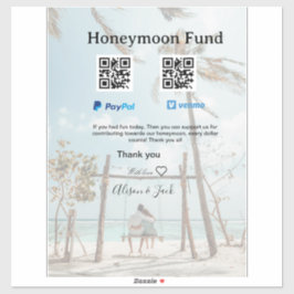Honeymoon fund venomo paypal donation Q R couple Klistermärken
